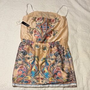 Bisou Bisou Cream and Multicolor Paisley Mini Dress